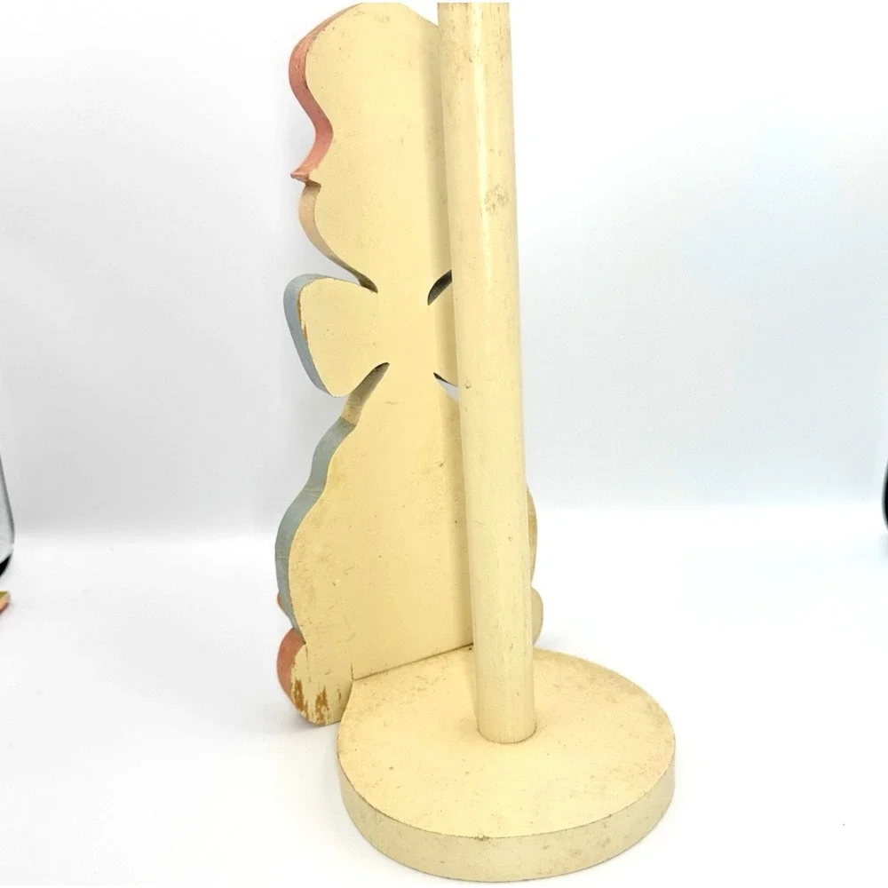 Vintage Hand Painted Wood Chicken Paper Towel Holder Folk Art Kitchen Decor
